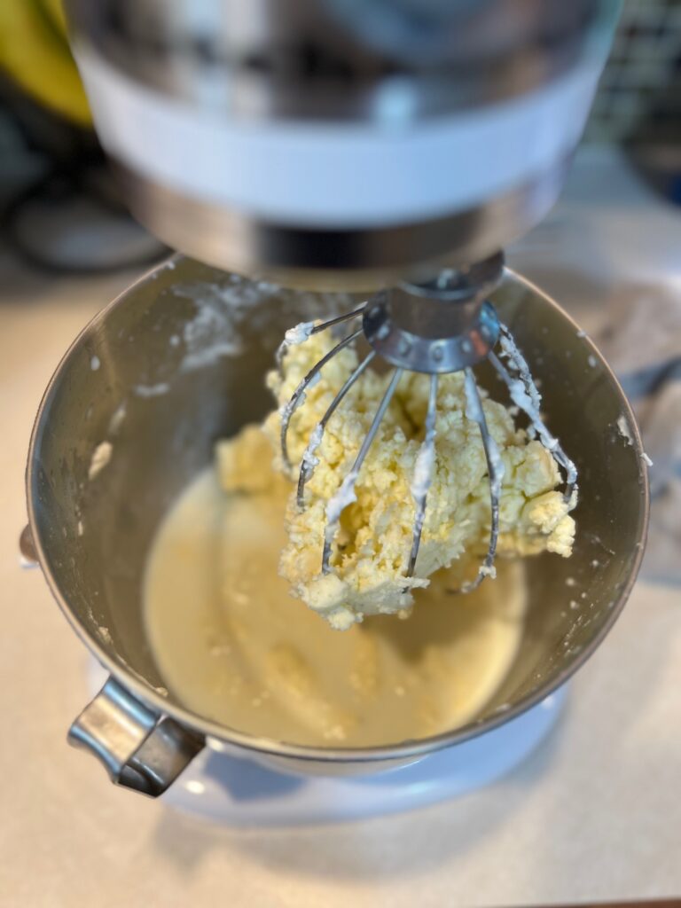 butter stuck in a whisk  of a stand up mixer