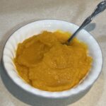 Homemade pumpkin puree from roasted pumpkin